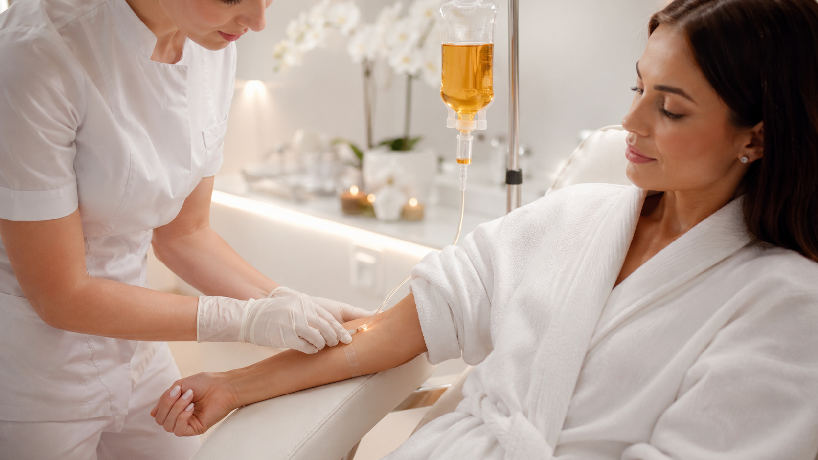 Perfusion de glutathion à Paris — vitaminothérapie IV anti-âge à La Clinique de Paris